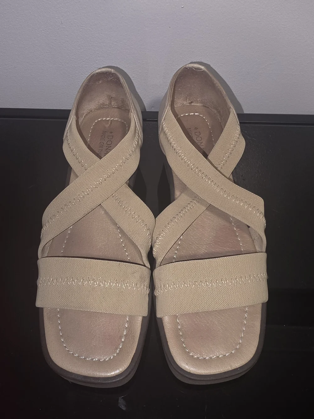 Donald J. Pliner Sand Mesh Elastic Stappy Nobuck Wedge Sandal Women's Size 6